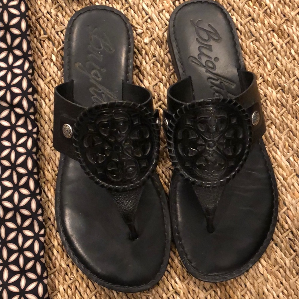 Brighton Alexa Black Leather Sandals with Bag - Picture 2 of 3